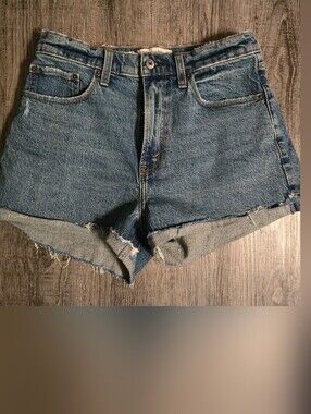 Abercrombie & Fitch Distressed Denim Mom Shorts